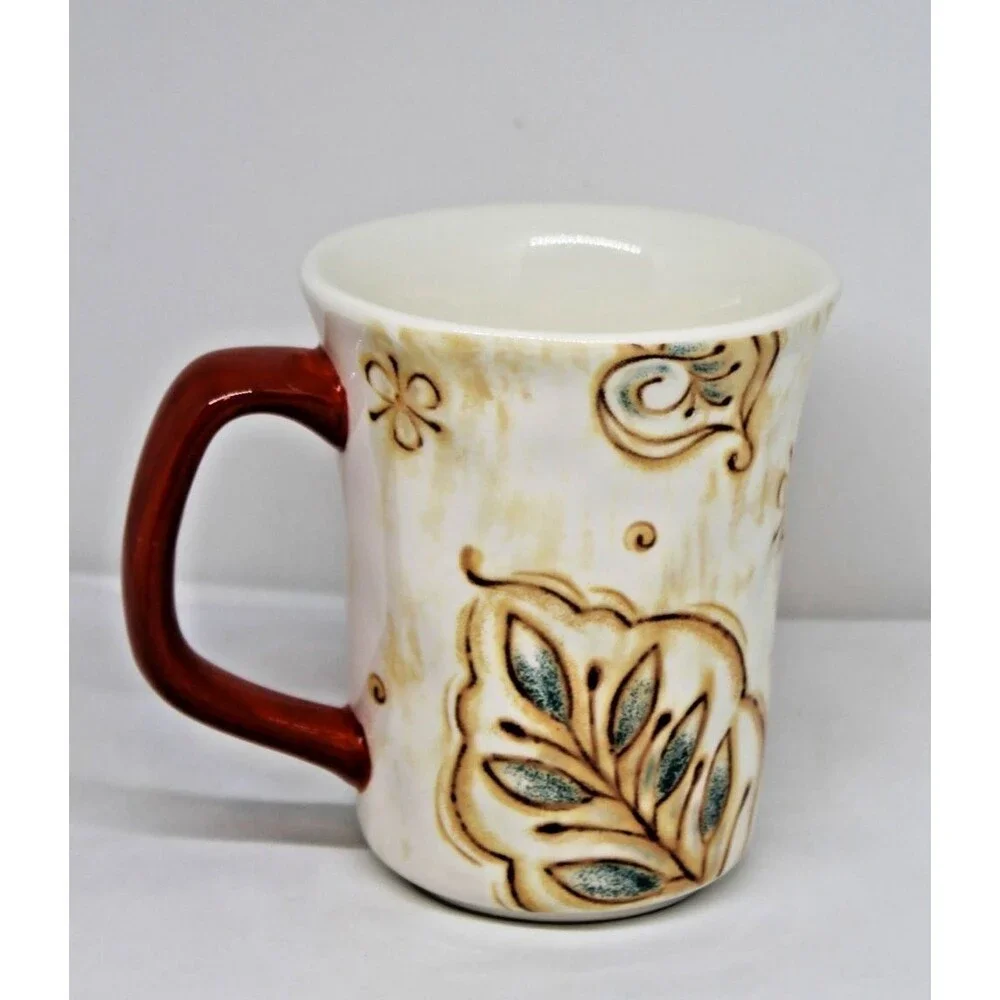 Pier 1 Rooster Coffee Tea Mugs Gallo Pattern Chicken Bird 14 oz.